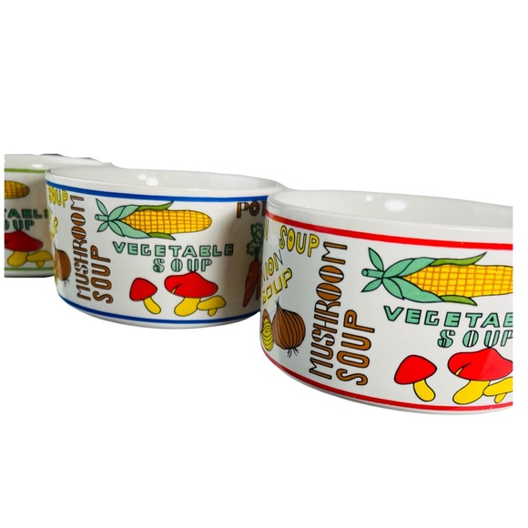 Vintage 70s 3- Large Vegetable Soup Mugs w/Handle - Picture 10 of 16